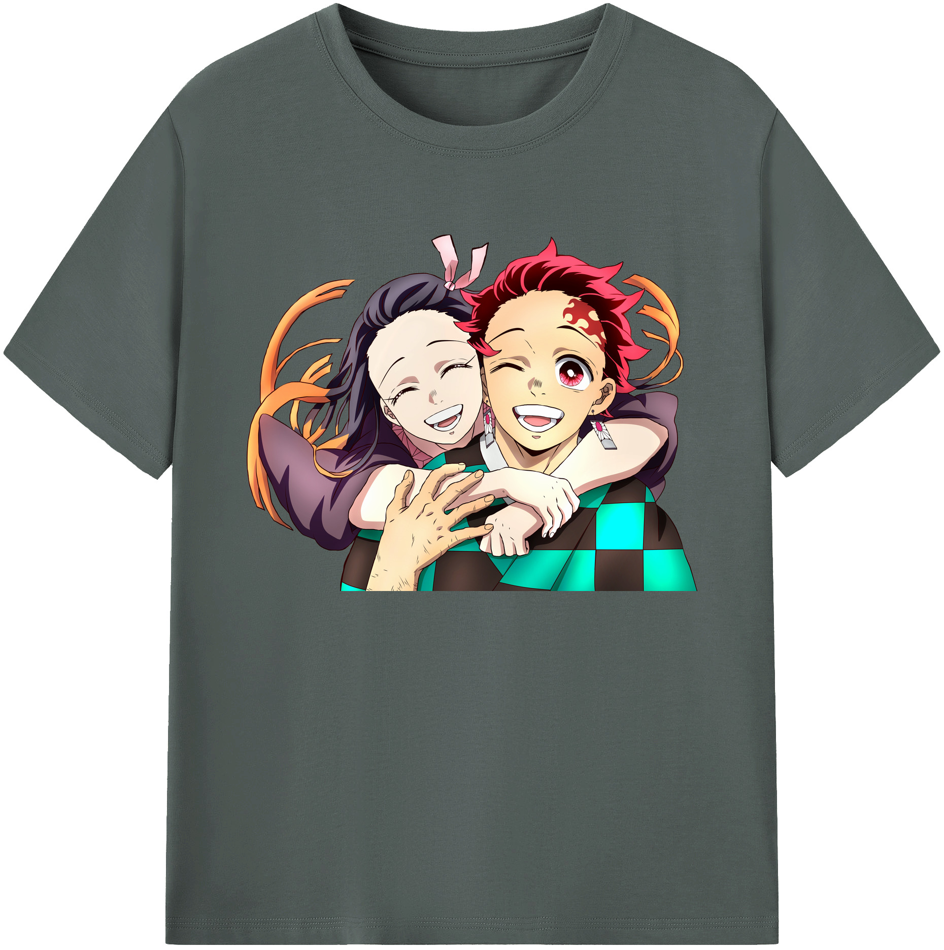 （画像用） 鬼滅の刃（きめつのやいば）竈門 禰󠄀豆子／かまど ねずこ Kamado Nezuko 綿100％ メンズ半袖Tシャツ｜肌触りやわらか＆通気性